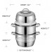 11.8 Inches (30cm) Heavy-Duty Stainless-Steel Steamer Pot, 3 Tier Food Stacked Stream Set